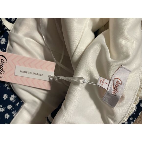 Candies Women’s Maxi Fairy Floral Crochet Lace Spaghetti Strap Dress NWT Large - Picture 7 of 8